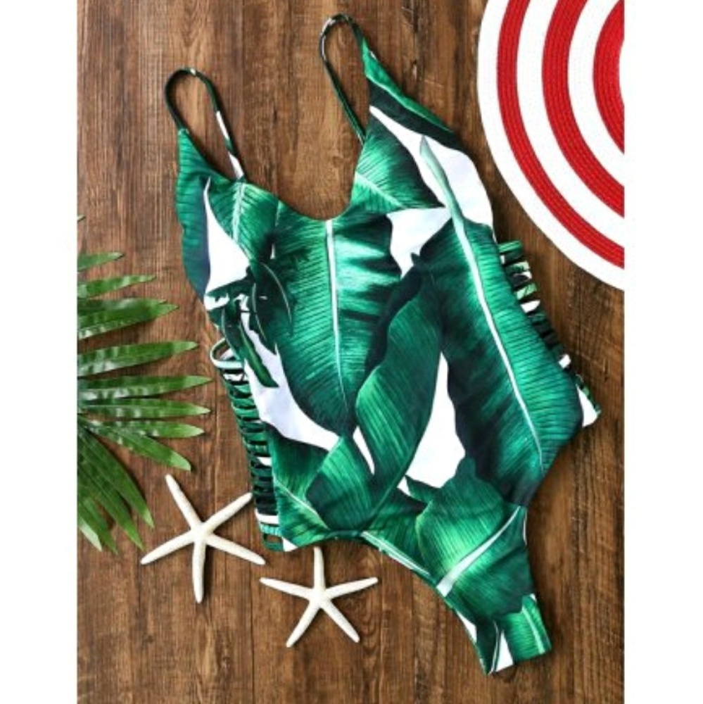 Tropical high waist swimsuit